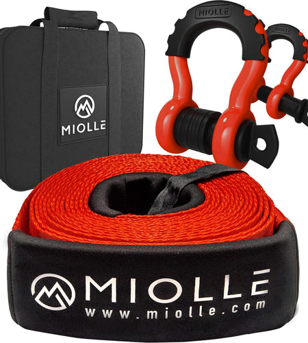 gear Tow Strap 4”X30’- 45000Lbs MBS (Lab Tested) Recovery Strap Kit Includes: Tow Rope, 2 D-Ring Shackles MBS- 62700LBS, Storage Case